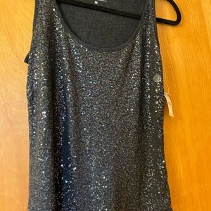 New York and Company charcoal grey sequin tank small NWT